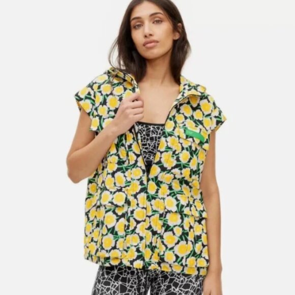 DVF for Target Nylon Packable Yellow Poppy Short Sleeve Hooded Vest - Picture 2 of 6